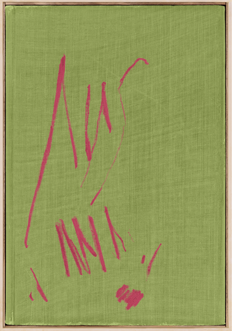 Book Cover, Raspberry on Chartreuse